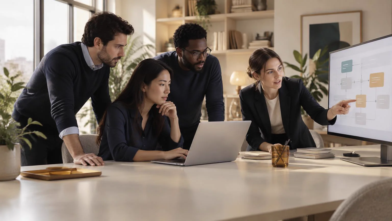 Operations team reviewing a shared execution workflow in Tandrel